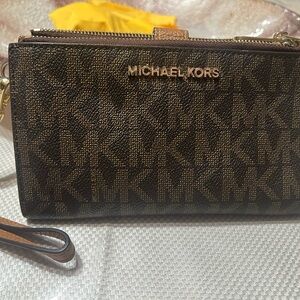 Michael Kors Brown Monogram Wristlet